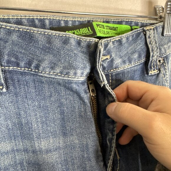 NWT Rock & Roll Denim Pistol Straight Jeans 40x34 Light Wash Regular Fit - Picture 4 of 12